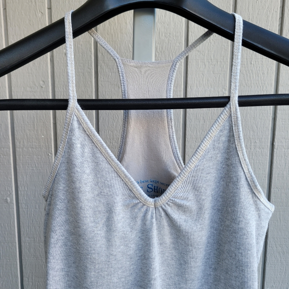 Victoria's Secret Built-in-Bra Cotton Stretch Ribbed Halter Tank Top Small grey - Picture 10 of 11